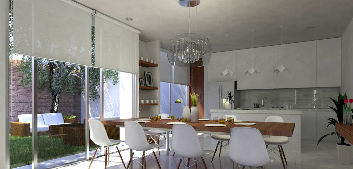 Sala-Comedor-Cocina homify Comedores de estilo minimalista