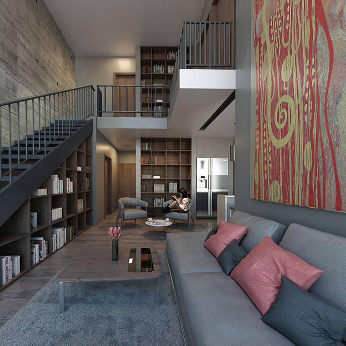 Sala y escaleras homify