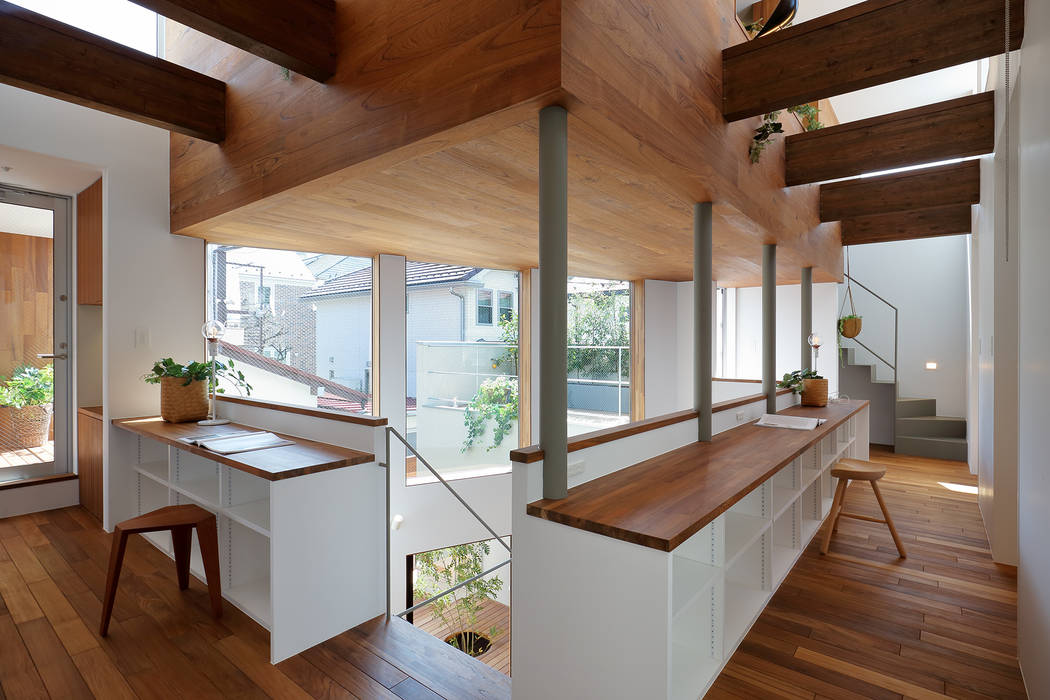 奥沢の家, アトリエ スピノザ アトリエ スピノザ Asian style study/office Wood Wood effect
