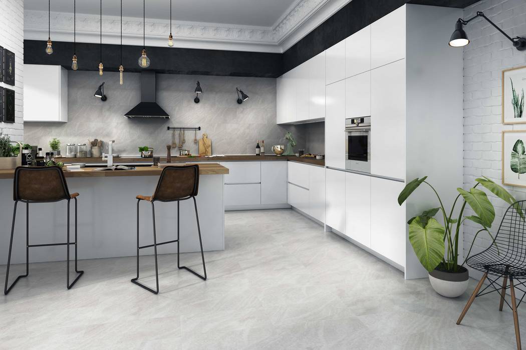 Replica Grey Travertine Effect Porcelain Wall and Floor Tile Total Tiles مطبخ حجر porcelain tile,wall,floor,travertine,matt finish