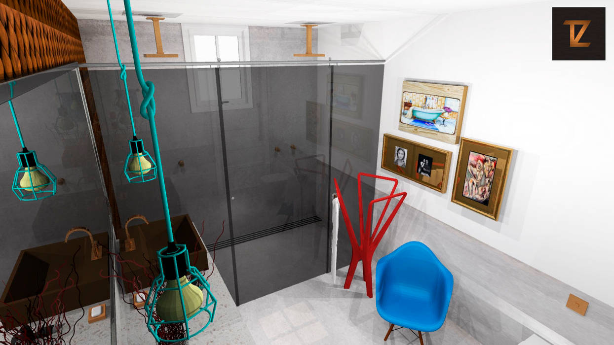 Banheiro Studio, Thiago Zuza Design de interiores Thiago Zuza Design de interiores Modern Bathroom Metal Amber/Gold