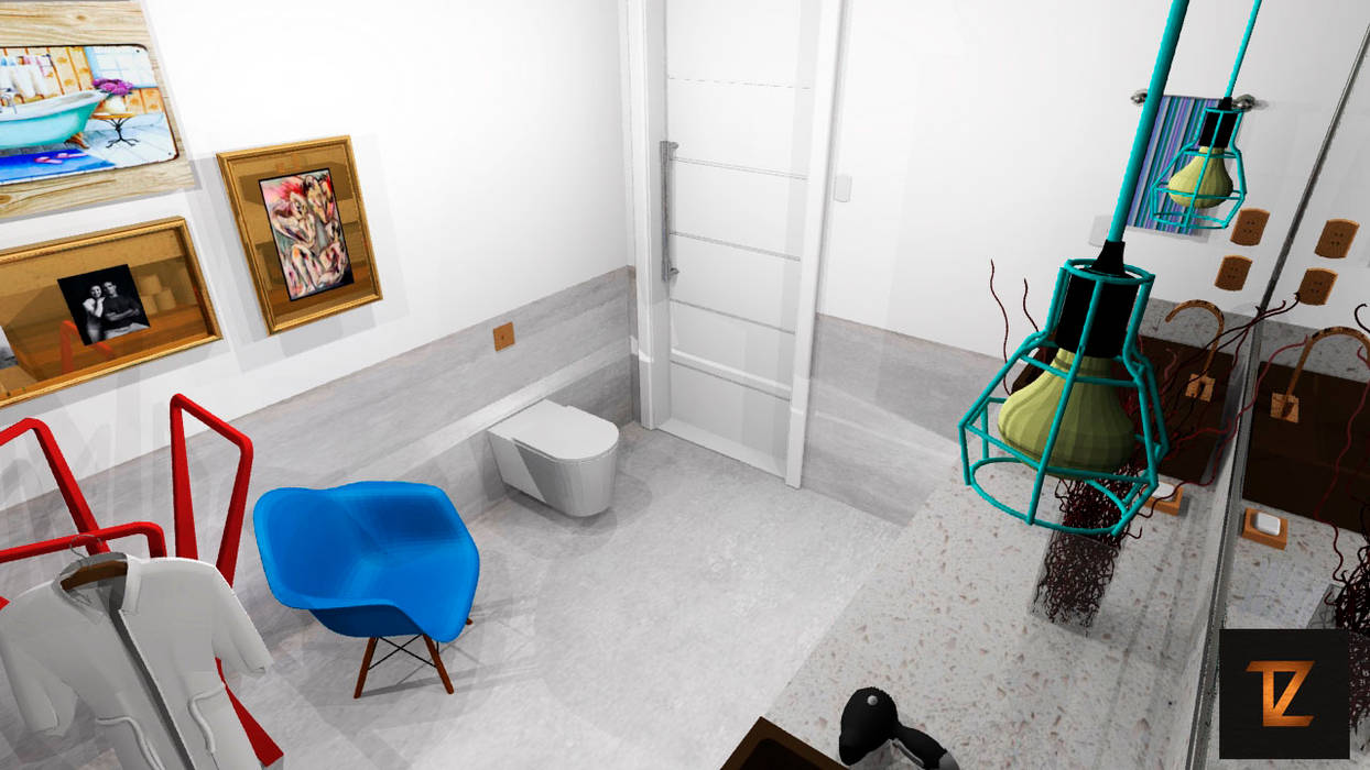 Banheiro Studio, Thiago Zuza Design de interiores Thiago Zuza Design de interiores Modern Bathroom Turquoise