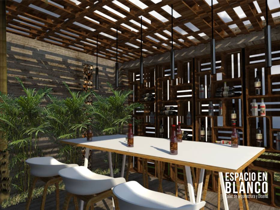 Bar ecológico , Espacio en Blanco Espacio en Blanco Balcones y terrazas de estilo industrial