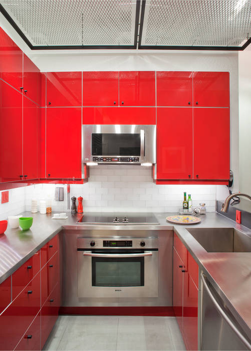 John Street Loft, Eisner Design Eisner Design Modern Kitchen kitchen,red kitchen