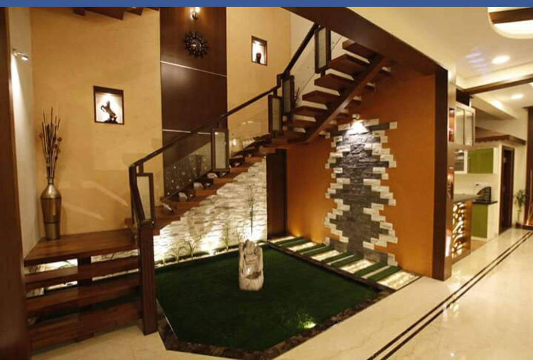 Prakash Arrthy residence, montimers montimers Modern corridor, hallway & stairs