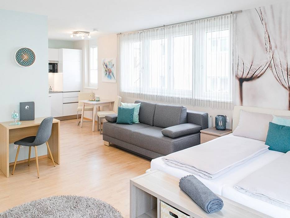 Kleine Wohnung mit viel Liebe zum Detail - Referenzprojekt, wohnly wohnly Modern living room