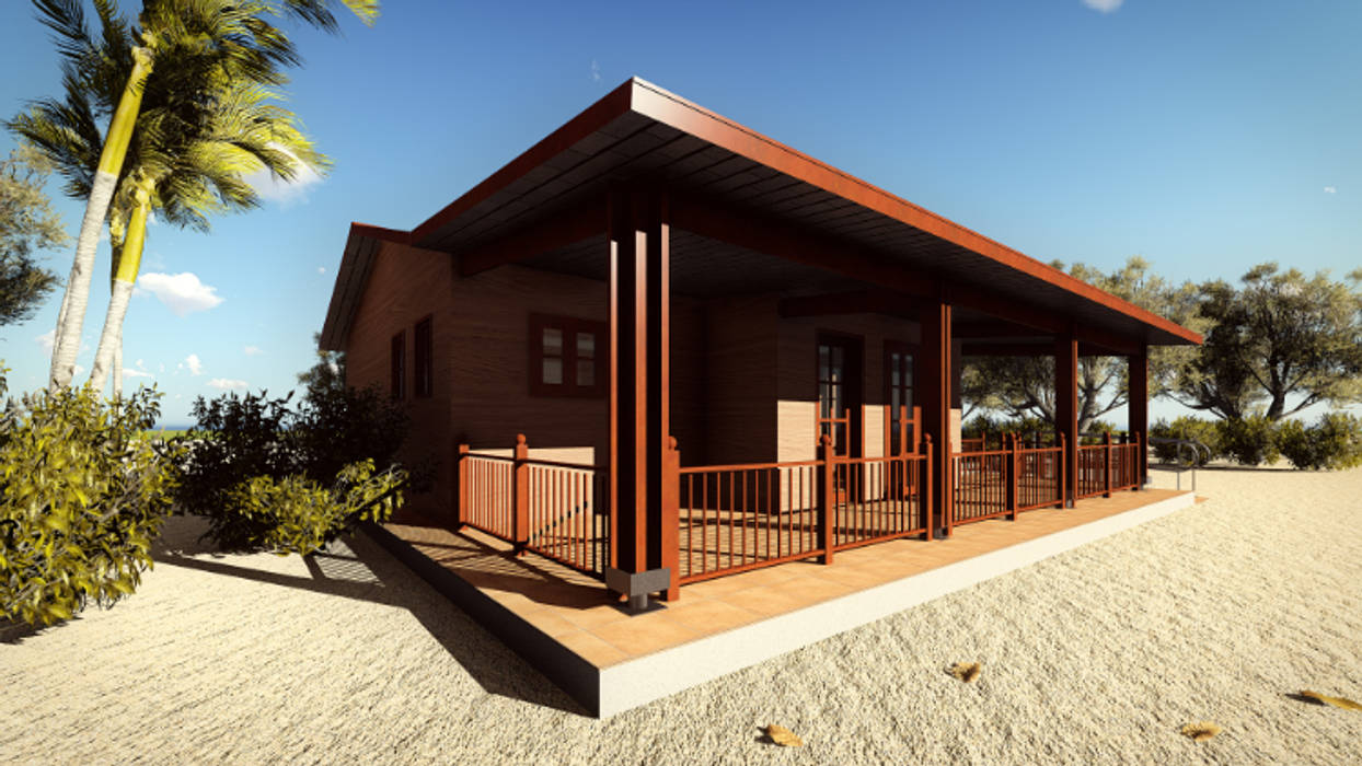 Casa prefabricada en madera homify Casas de estilo rural Madera Acabado en madera