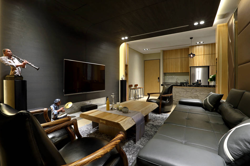 Taiwan Taichung - J House, 信美室內裝修 信美室內裝修 Salas multimedia modernas Madera Acabado en madera