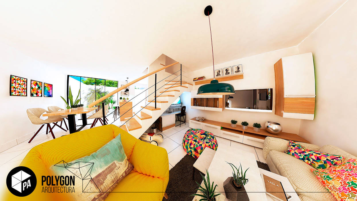 Proyecto Residencial Albores , Polygon Arquitectura Polygon Arquitectura Modern Living Room