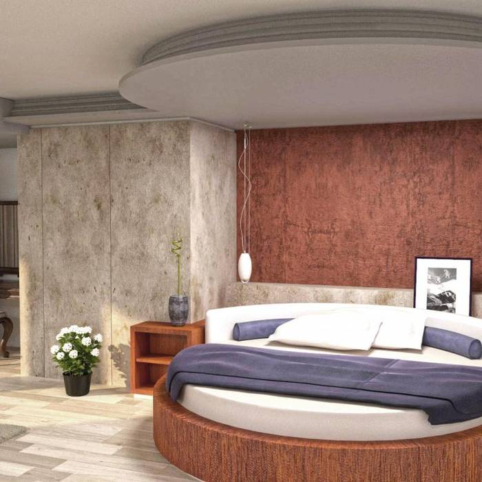 Apartment in Sliven, eNArch.info eNArch.info Modern style bedroom Building,Property,Furniture,Plant,Comfort,Flowerpot,Wood,Interior design,Bed frame,Flower