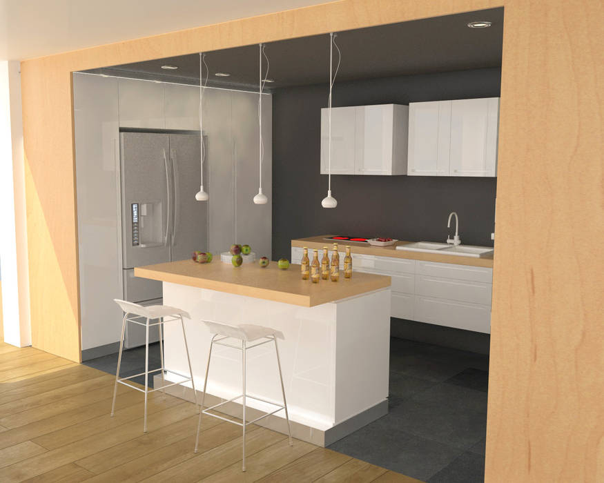 Apartment in Sliven, eNArch.info eNArch.info Modern kitchen Countertop,Tap,Table,Cabinetry,Building,Sink,Wood,Kitchen,Interior design,Flooring