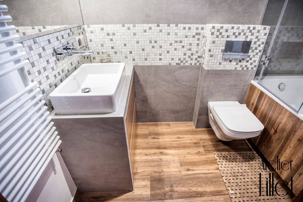 Mała ale funkcjonalna łazienka, Pracownia projektowa Atelier Lillet Pracownia projektowa Atelier Lillet Modern Bathroom