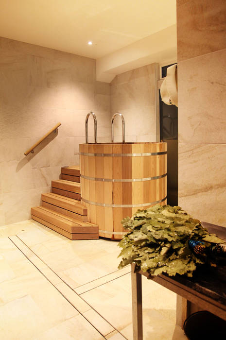 Cold water tub Natalia Interior Design Steam Bath Wood Wood effect tub