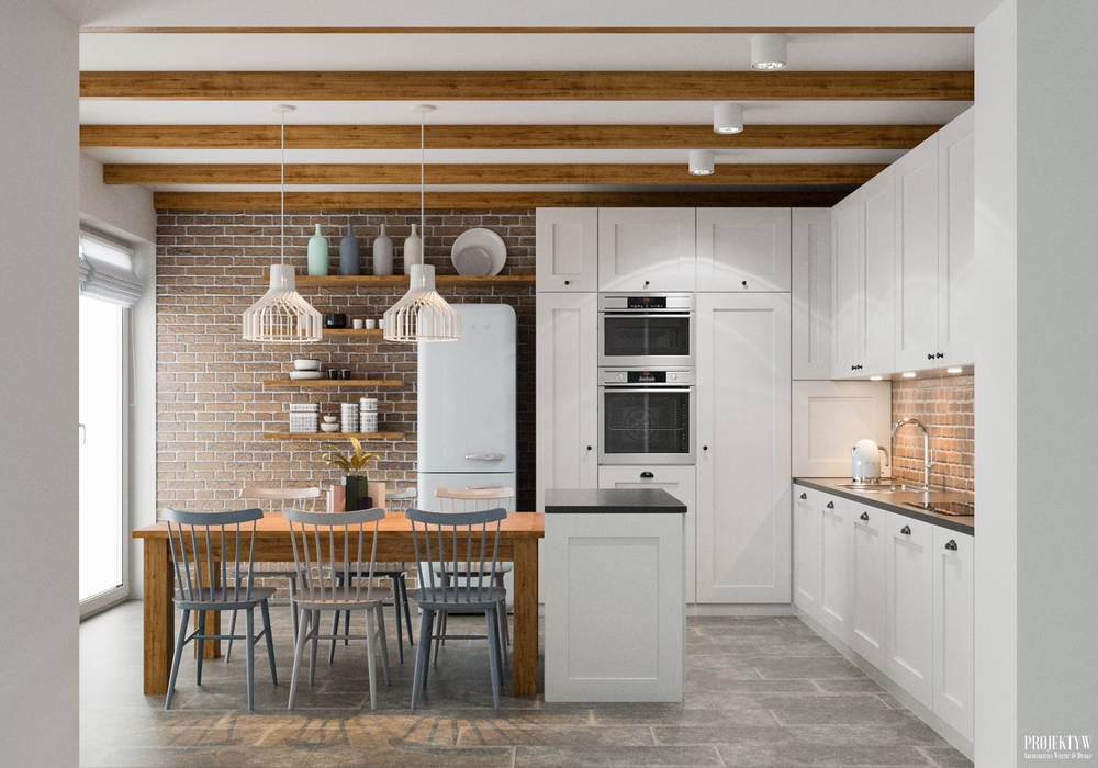 Projekt wnętrz domu jednorodzinnego w Krakowie, PRØJEKTYW | Architektura Wnętrz & Design PRØJEKTYW | Architektura Wnętrz & Design Kitchen