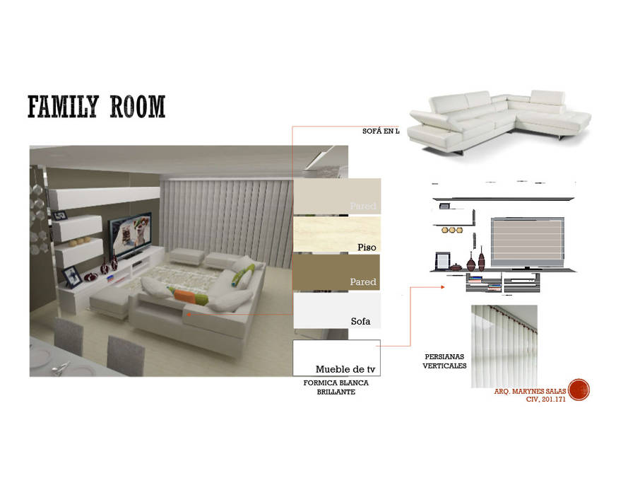 INTERIORISMO DE UNA VIVIENDA UNIFAMILIAR, MAS ARQUITECTURA1 - Arq. Marynes Salas MAS ARQUITECTURA1 - Arq. Marynes Salas Salas de entretenimiento de estilo moderno