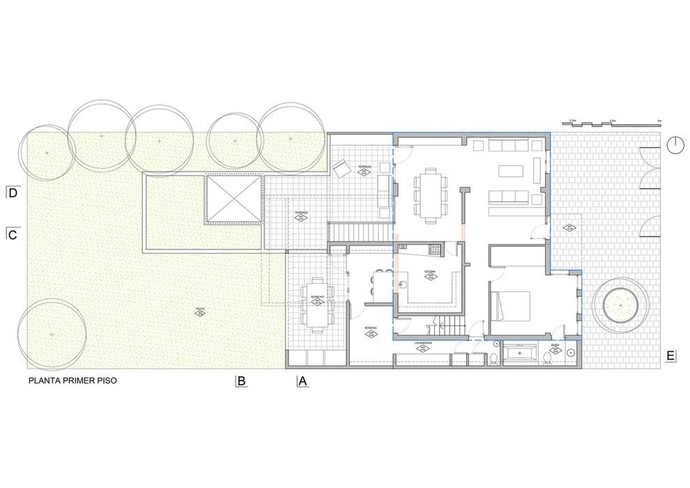 planta primer piso (vivienda existente y ampliación) homify Casas modernas: Ideas, imágenes y decoración Hormigón