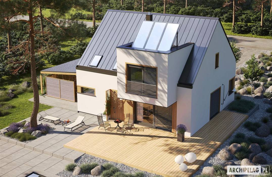 Projekt domu Neli W2 ENERGO PLUS - komfort na najwyższym poziomie , Pracownia Projektowa ARCHIPELAG Pracownia Projektowa ARCHIPELAG Modern Houses