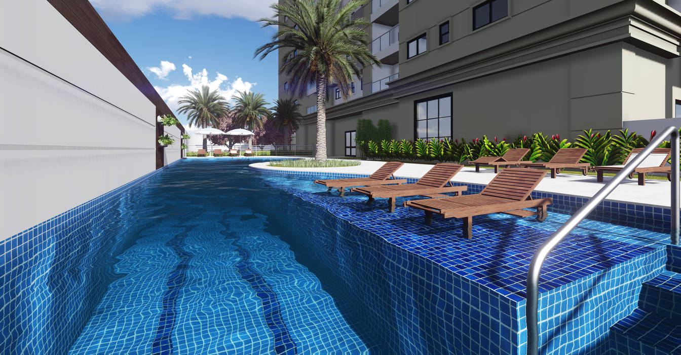 Paisagismo Empreendimento Medio Alto Padrao Hibrida Arquitetura Engenharia E Construcao Piscinas Modernas Homify