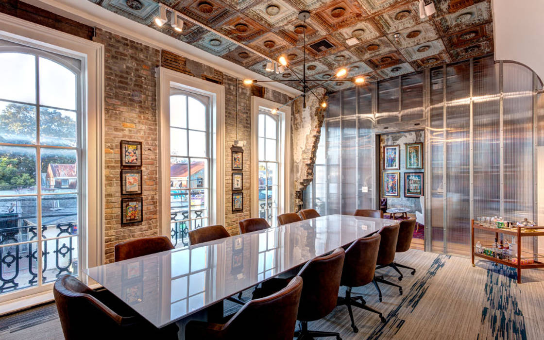 Bond Moroch, New Orleans Office studioWTA Commercial spaces pressed tin ceiling,original wallpaper,partitions,high ceilings,studioWTA,Wayne Troyer,Alyce Deshotels,adaptive reuse,Bond Moroch,Offices & stores