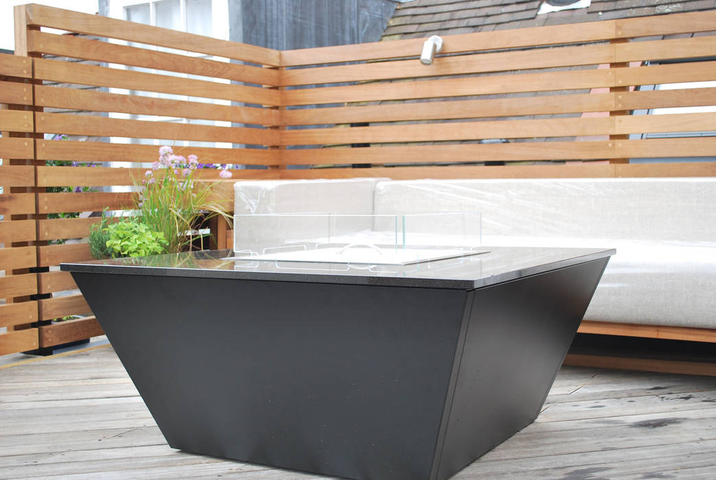 Aztec Gas Fire Table - Rooftop Garden (London) Rivelin Modern garden Fire pits & barbecues