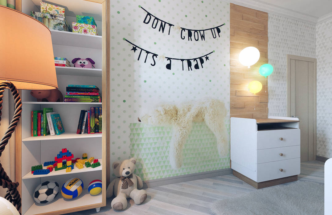 Minimalist Nursery Kids Room By Studiya Dizajna Interera Zolotoe Sechenie Minimalist Engineered Wood Transparent Homify
