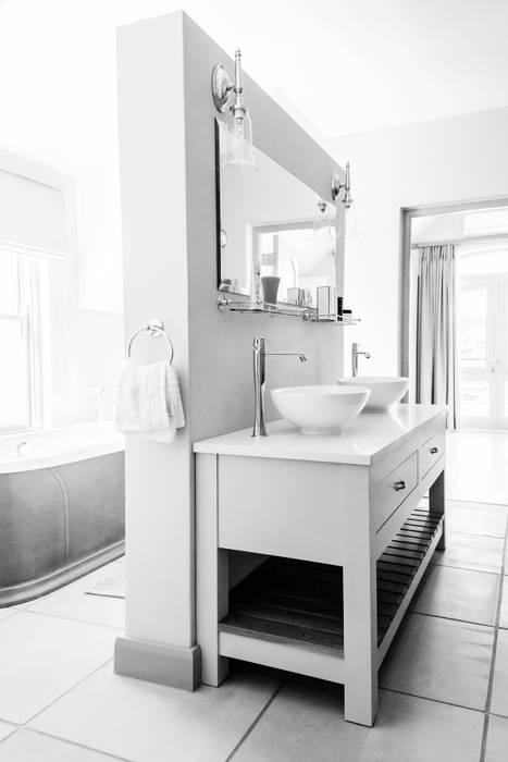 Bathroom Tim Ziehl Architects Country style bathroom Double Basin,Freestanding Bathtub