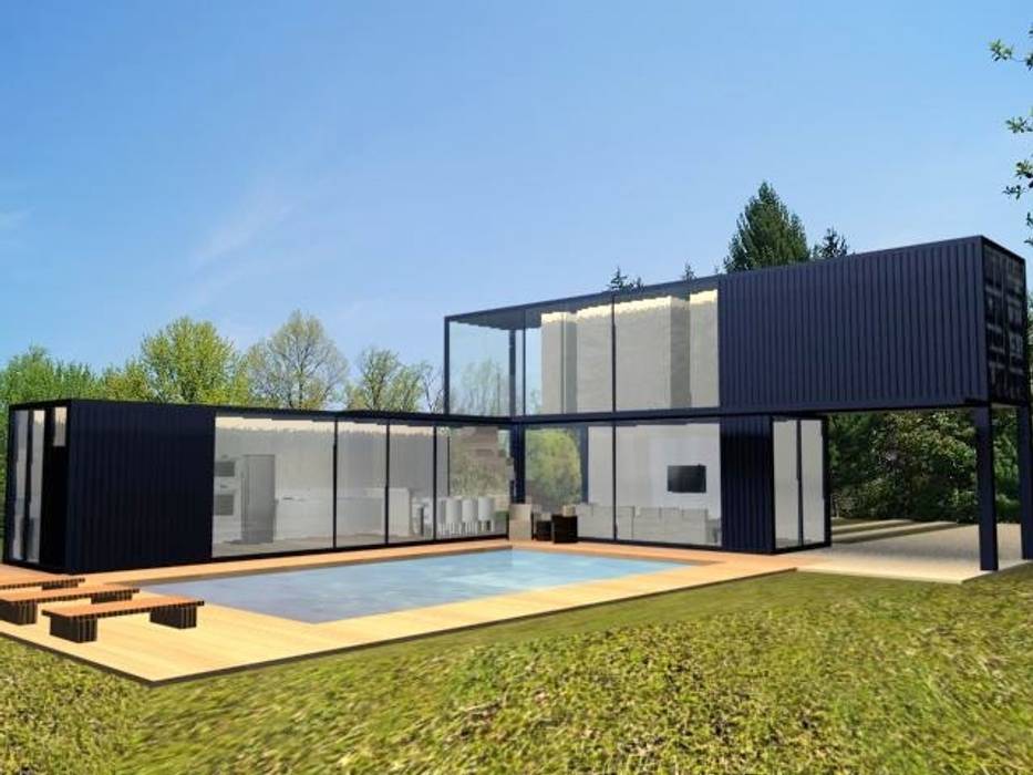 Casa container homify Casas industriais casacontainer