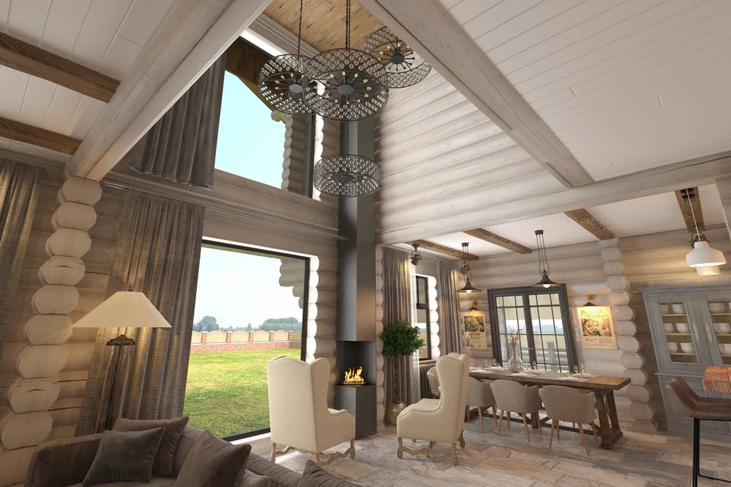 РУССКОЕ ШАЛЕ, atmosvera atmosvera Living room Wood Wood effect