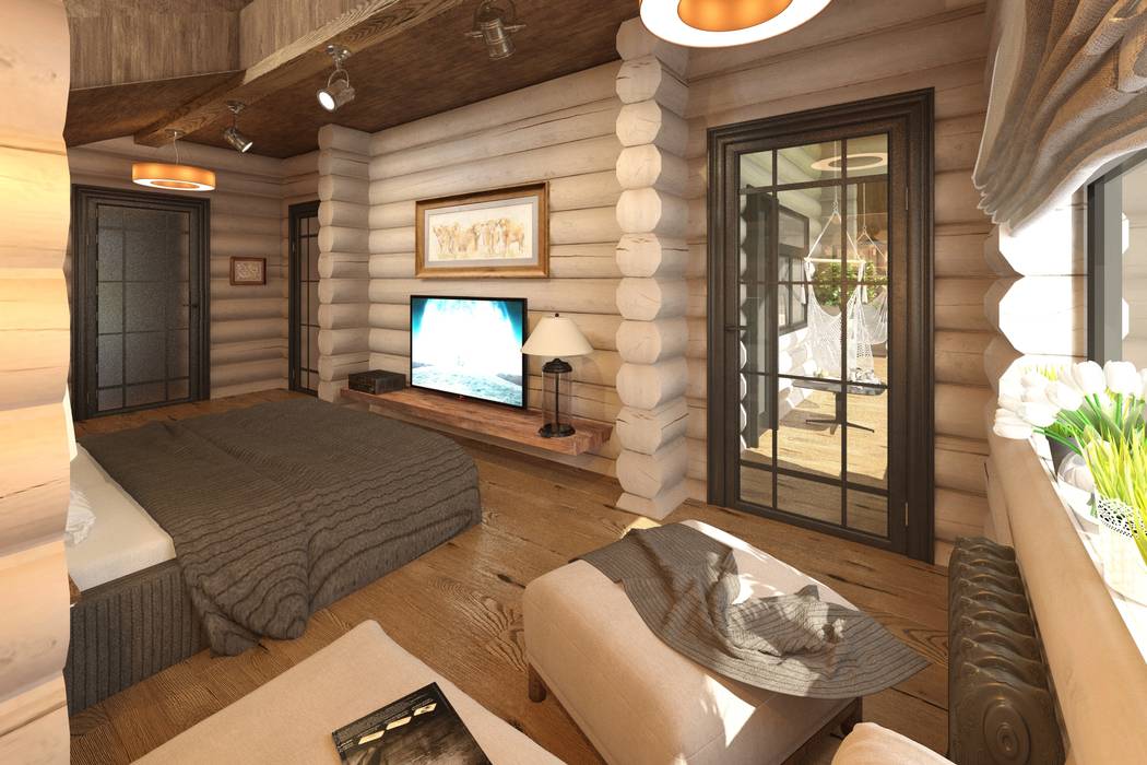 РУССКОЕ ШАЛЕ, atmosvera atmosvera Rustic style bedroom Wood Wood effect