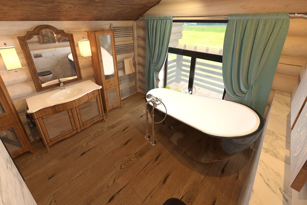 РУССКОЕ ШАЛЕ, atmosvera atmosvera Rustic style bathroom Wood Wood effect
