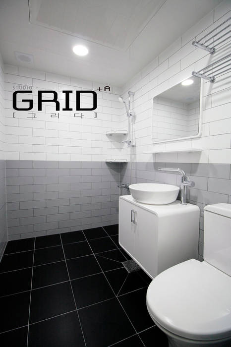 온라인집들이 욕실 Design Studio Grid+A 모던스타일 욕실 온라인집들이,온라인집들이욕실,디자인스튜디오그리다,유니크한욕실,벽돌타일