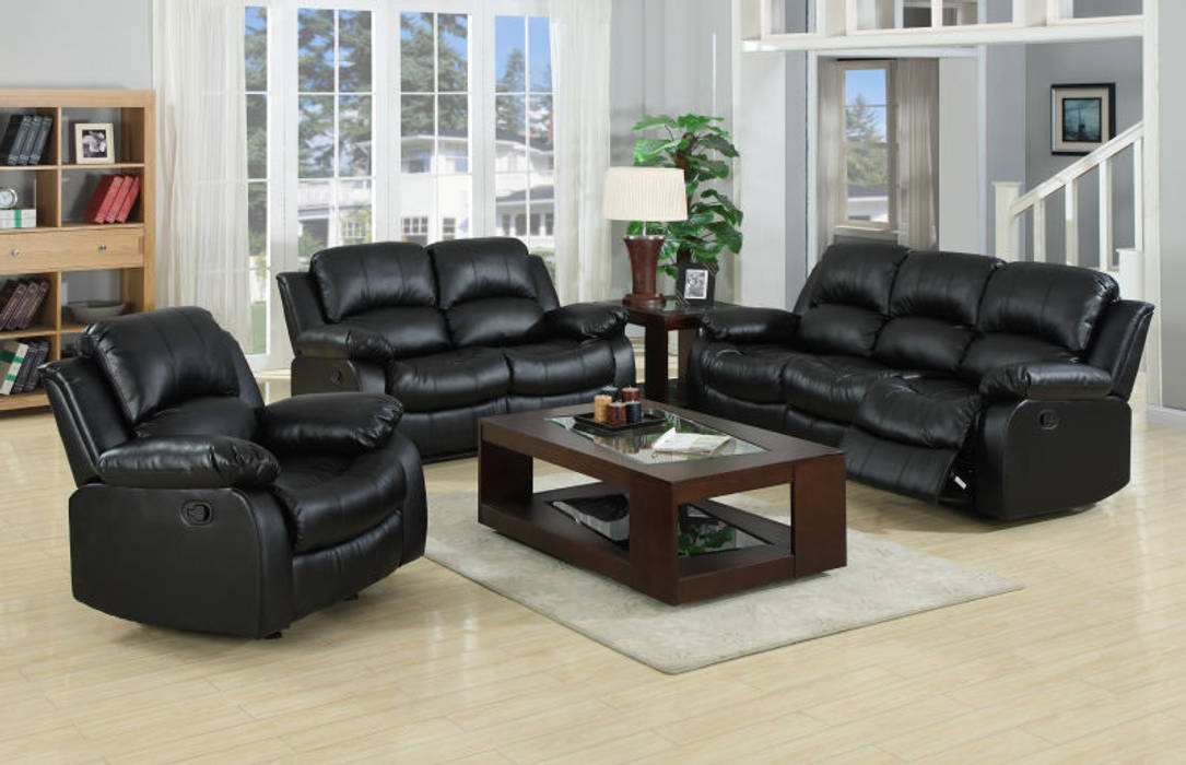 RECLINER SOFA CHINA BUSiiNESS SERVICES Modern style media rooms Leather Grey Furniture