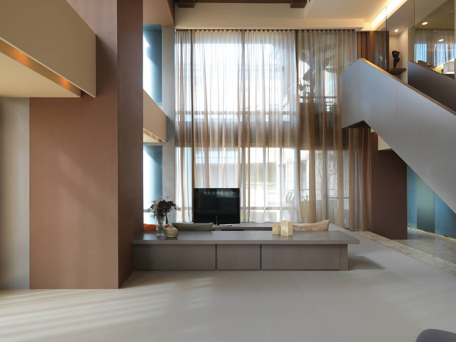 陳宅 Chen Residence, 何侯設計 Ho + Hou Studio Architects 何侯設計 Ho + Hou Studio Architects Modern living room