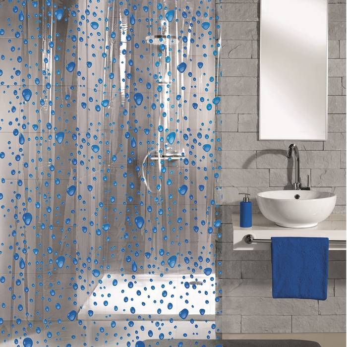 Bubble Navy Blue Shower Curtain King of Cotton 現代浴室設計點子、靈感&圖片 布織品與配件