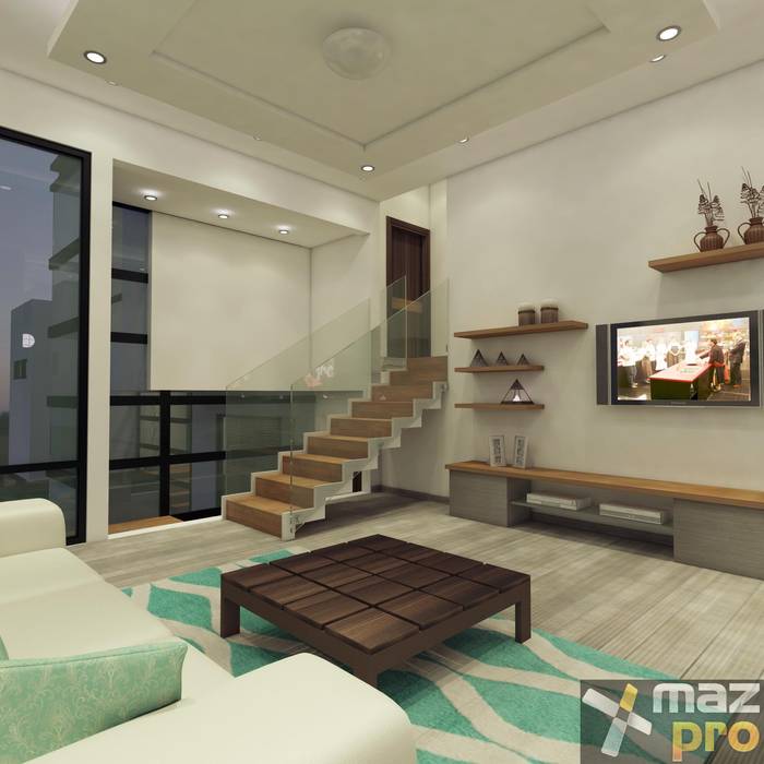 ESTANCIA FAMILIAR Mazpro Arquitectura Salas multimedia modernas
