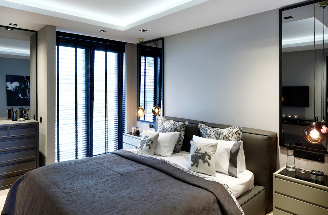 master bedroom Esra Kazmirci Mimarlik Modern style bedroom master bedroom,headboard