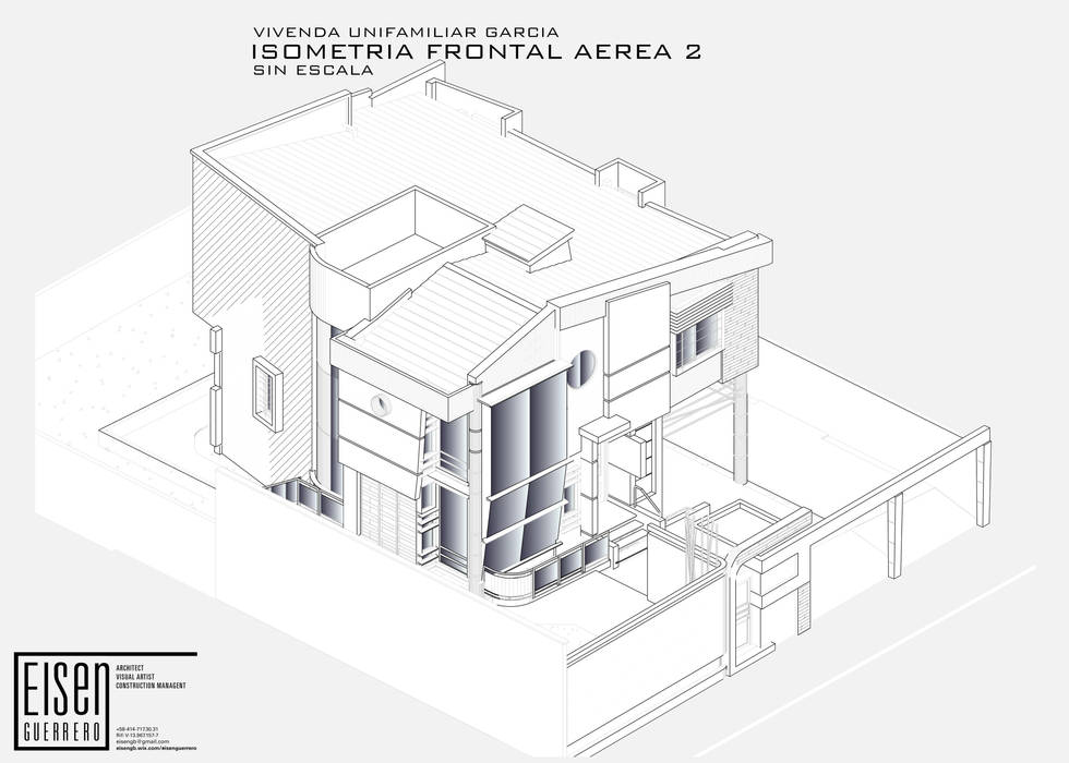 Isometría Frontal-Sur EISEN Arquitectura + Construccion Casas de estilo escandinavo Concreto isometric,Project,architecture,Proyecto,arquitectura,vivienda,Valencia,Caracas,Venezuela,Arquitecto,Eisen Guerrero,Gerente Construcción