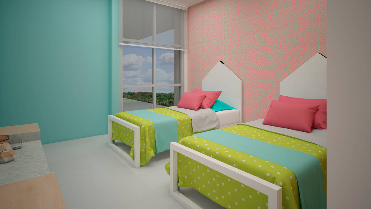 Casa Muestra Antigua, CONTRASTE INTERIOR CONTRASTE INTERIOR Dormitorios infantiles minimalistas