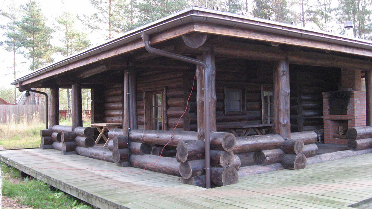 Солнечное, Техно-сруб Техно-сруб Rustic style house Wood Wood effect