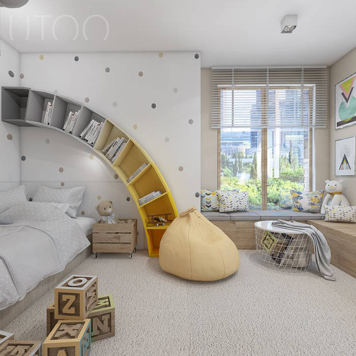 TĘCZOWY POKÓJ DZIECKA, UTOO-Pracownia Architektury Wnętrz i Krajobrazu UTOO-Pracownia Architektury Wnętrz i Krajobrazu Habitaciones para niños de estilo moderno