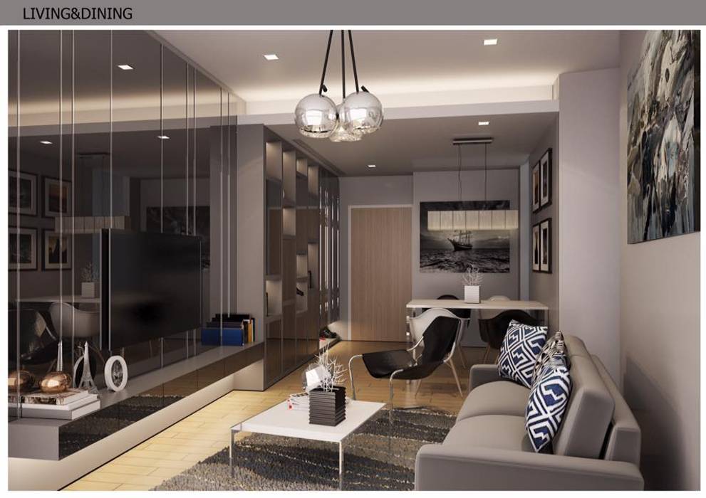 LPN 24 condominium interior, Glam interior- architect co.,ltd Glam interior- architect co.,ltd Giardino interno Vetro Paesaggio d'interni