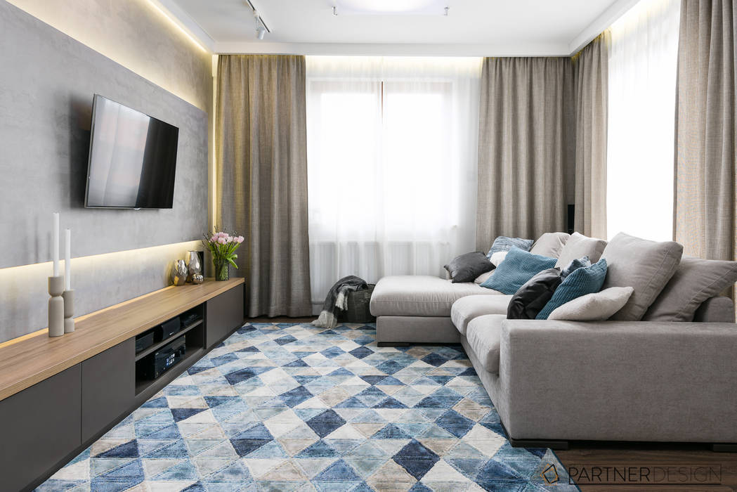 Apartament Dąbie, Q2Design Q2Design 모던스타일 거실