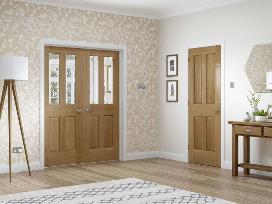 Colonial 4 Panel Oak Internal Door And Malton Oak Rebated