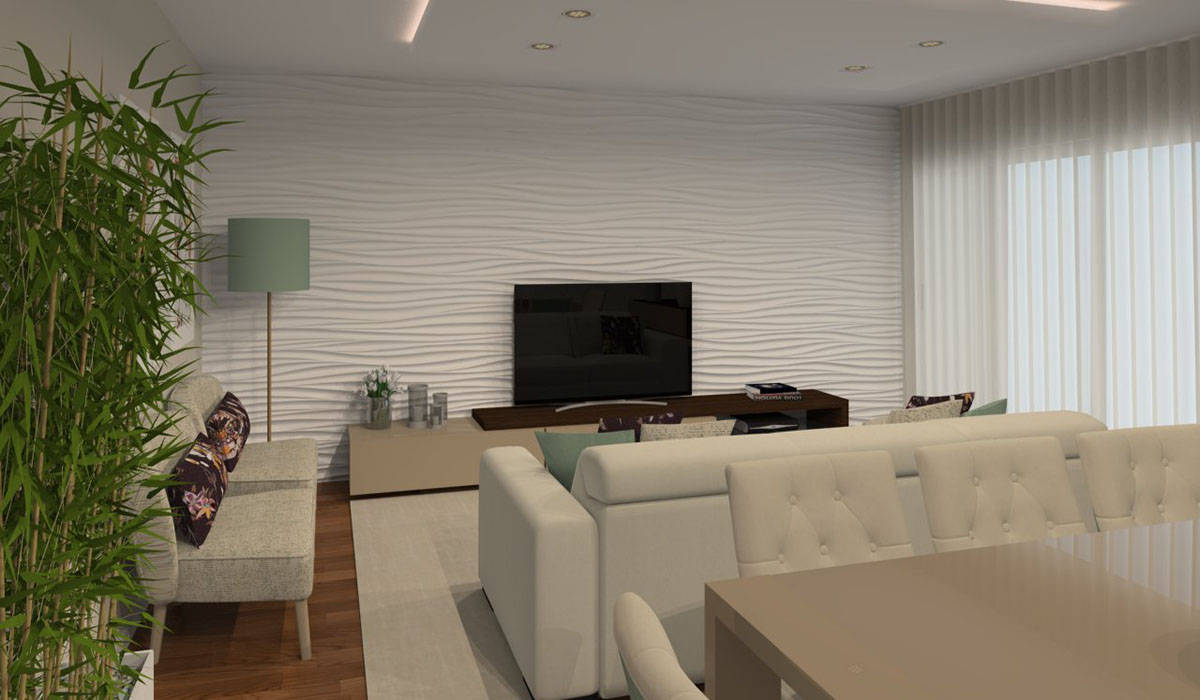 Projeto 3D - Apartamento Montijo, Ana Andrade - Design de Interiores Ana Andrade - Design de Interiores Phòng khách