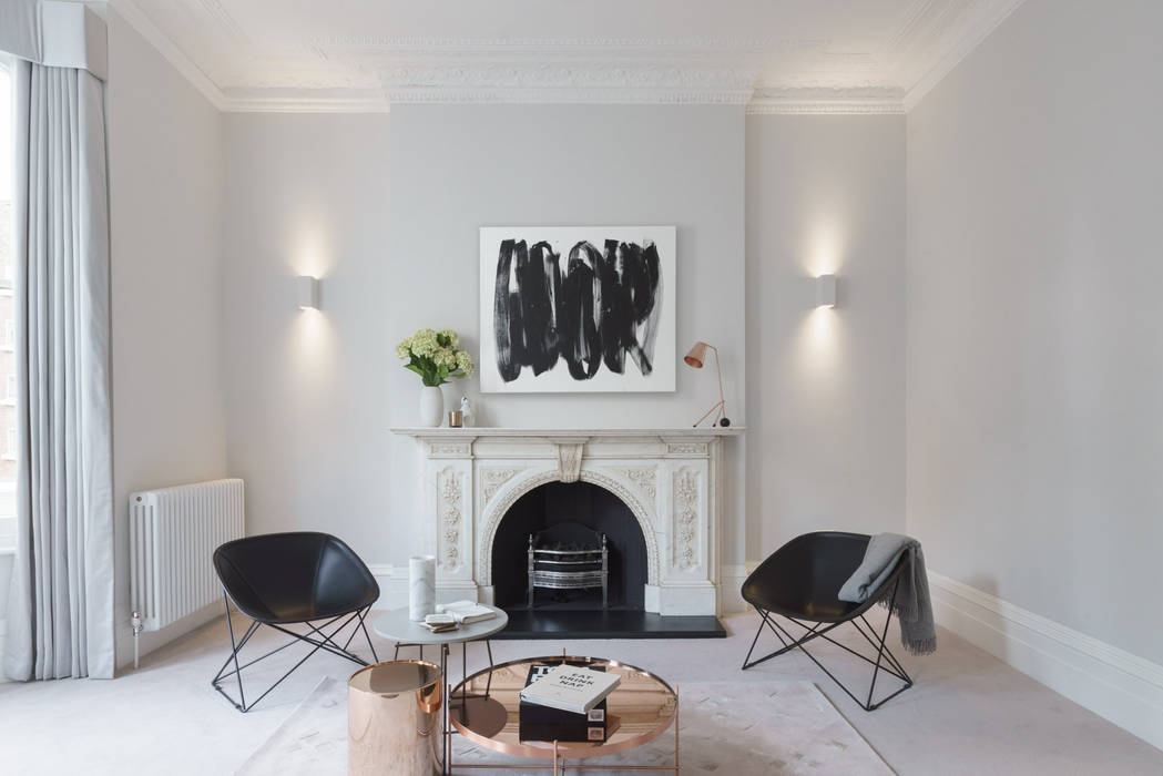 Lexham sitting room homify Ruang Keluarga Modern Plastik Shed,Design,interiordesign,interior designer,South Kensington,London,modern,artwork,sweetpea&willow