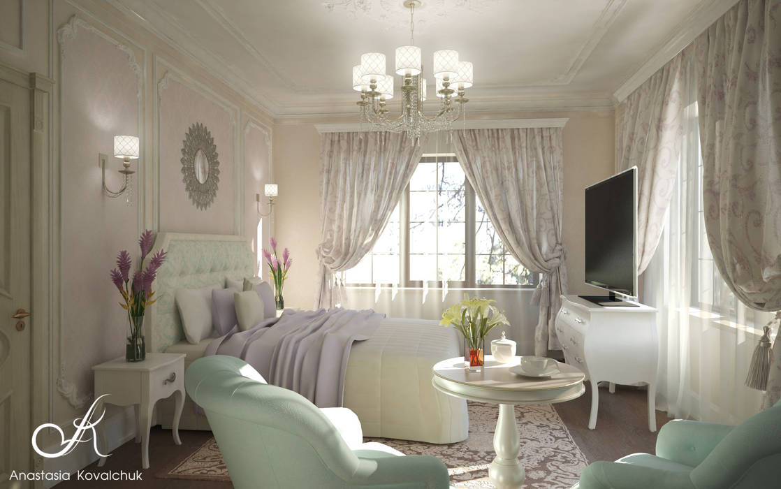 Villa, Design studio by Anastasia Kovalchuk Design studio by Anastasia Kovalchuk غرفة نوم
