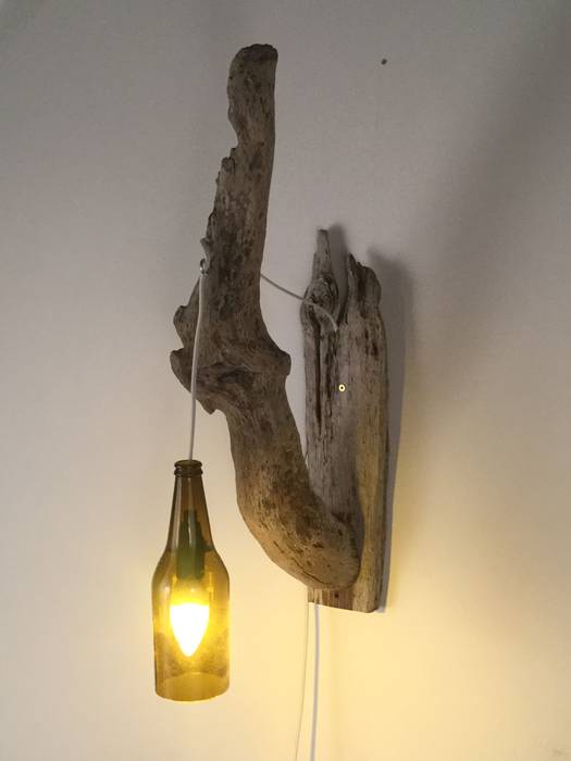Wandlampe Aus Treibholz Und Glasflasche Von Meister Lampe