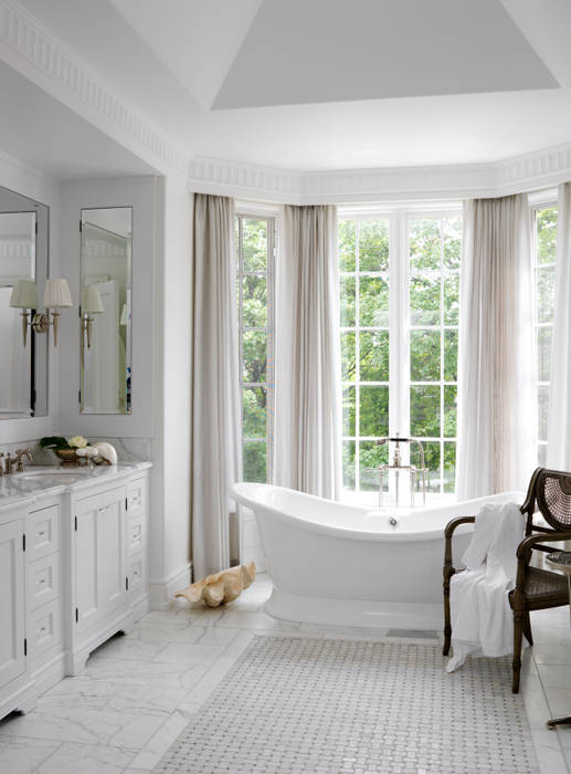 Bathroom Douglas Design Studio Classic style bathroom white,classic,bathroom,bathtub,basin,sink,pedestal,traditional