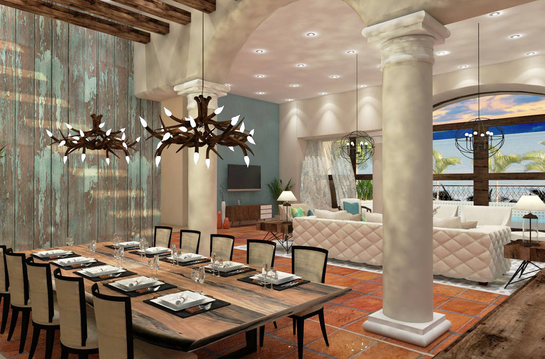 Velas Resort Hotel Master Suite, Interiorista Teresa Avila Interiorista Teresa Avila ห้องทานข้าว โต๊ะ