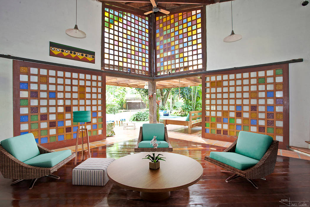 Casa Camburi, SET Arquitetura e Construções SET Arquitetura e Construções Tropical style living room